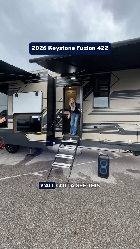 Instagram post by @trishsuhr for Camping World. Caption reads: she’s the moment 🤩

🚐  2026 Keystone Fuzion 442.