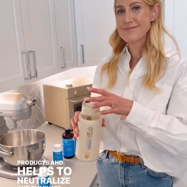 Instagram post by @realfoodology for BodyBio. Caption reads: [...] levels of glyphosate, on top of taking....