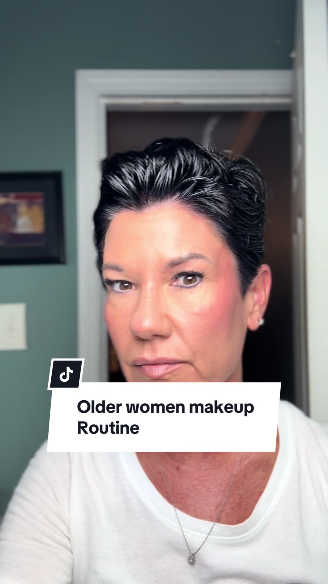 TikTok post by @leighb_rn for – Laura Geller. Caption reads: Older woman makeup routine! In my opinion, less is....