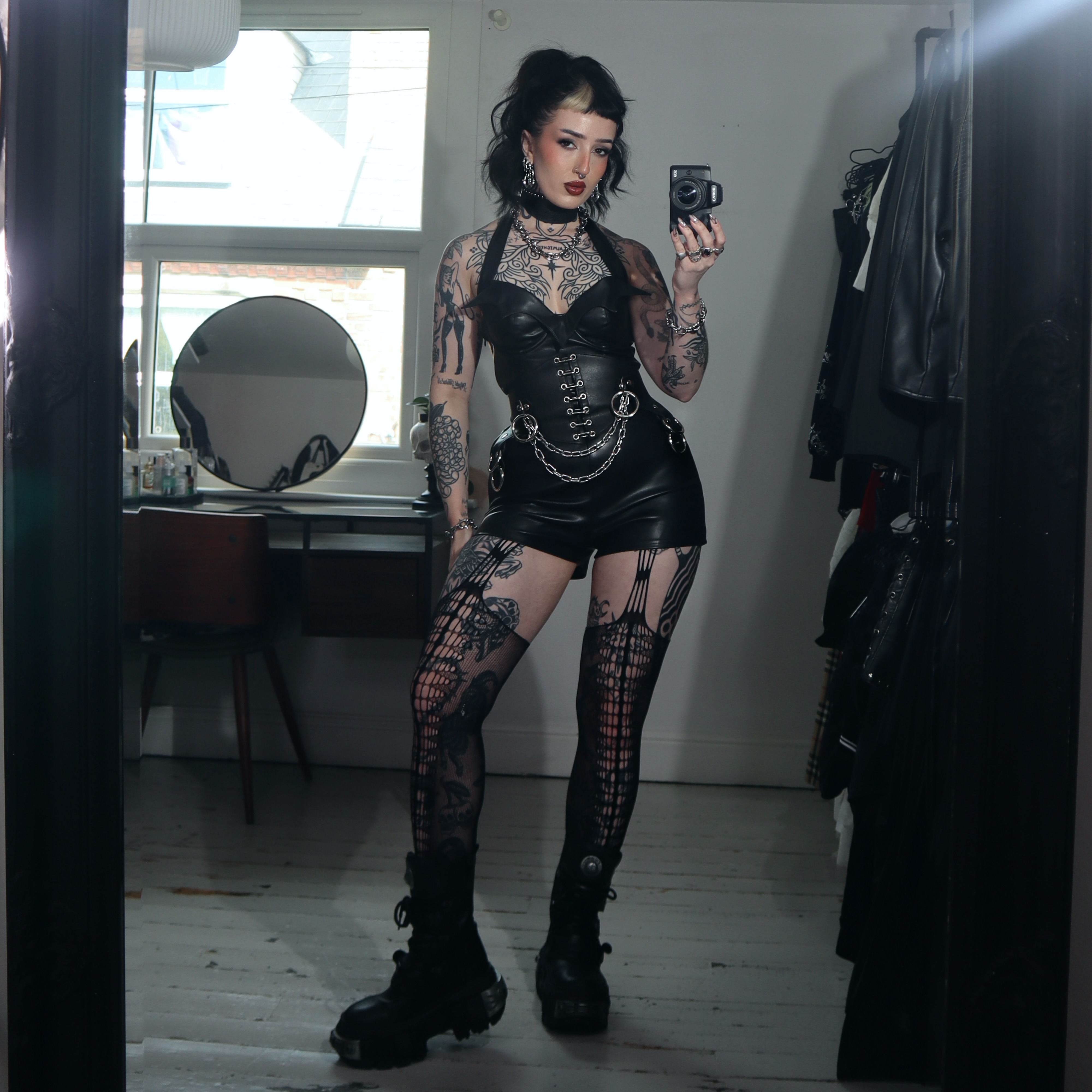 Instagram post by @mimi_almighty for KILLSTAR. Caption reads: the Devils Darling playsuit, four ways @killstar....