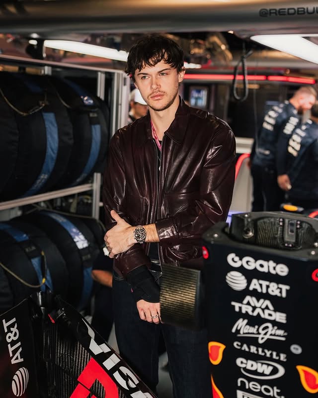 Instagram post by @chrisbriney_ for TAG Heuer. Caption reads: From the strip to the paddock, @chrisbriney_ lived....