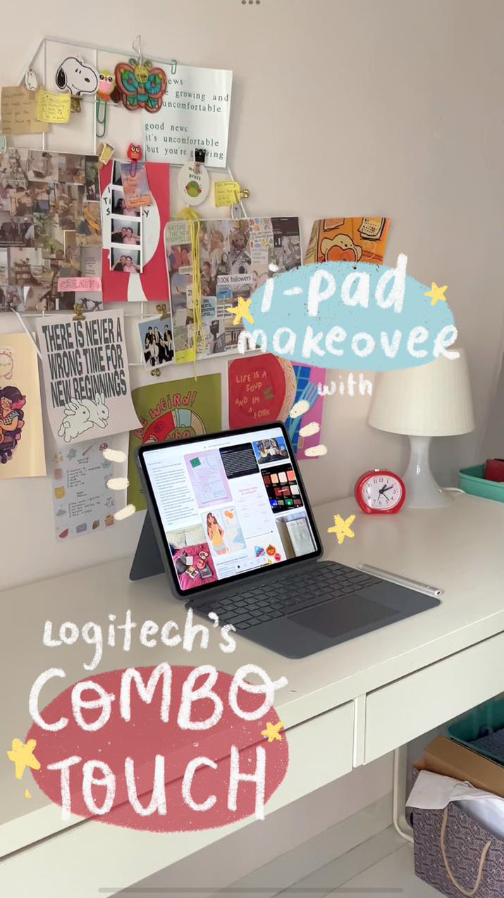 Instagram post by @kokocolaaa for Logitech. Caption reads: My ipad’s glow-up just dropped 💅📦
been eyeing....