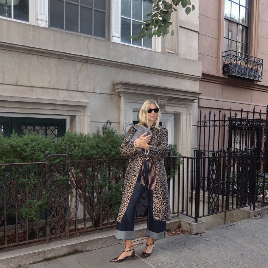 Instagram post by an influencer for Mango. Caption reads: [...] thing as too many stripes ❤️❤️ @mango....