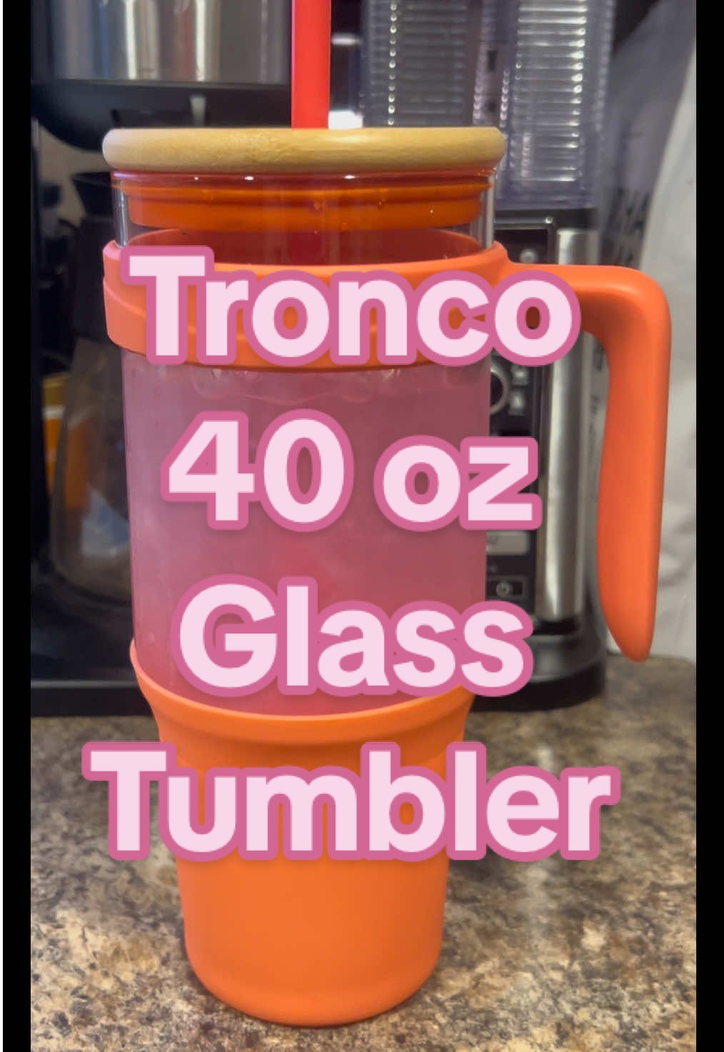 TikTok post by @oilfield_wifey_sahm for Tronco. Caption reads: Tronco 40 oz Glass Tumbler @Troncoofficial [...].