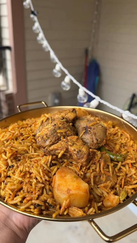 Instagram post by @cookingwithrimshaa for Sendwave. Caption reads: What does this Chicken biryani and the Sendwave....