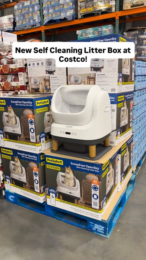 Instagram post by @costcohotfinds for PetSafe. Caption reads: 🐾 Game-changer! The PetSafe ScoopFree OpenSky....