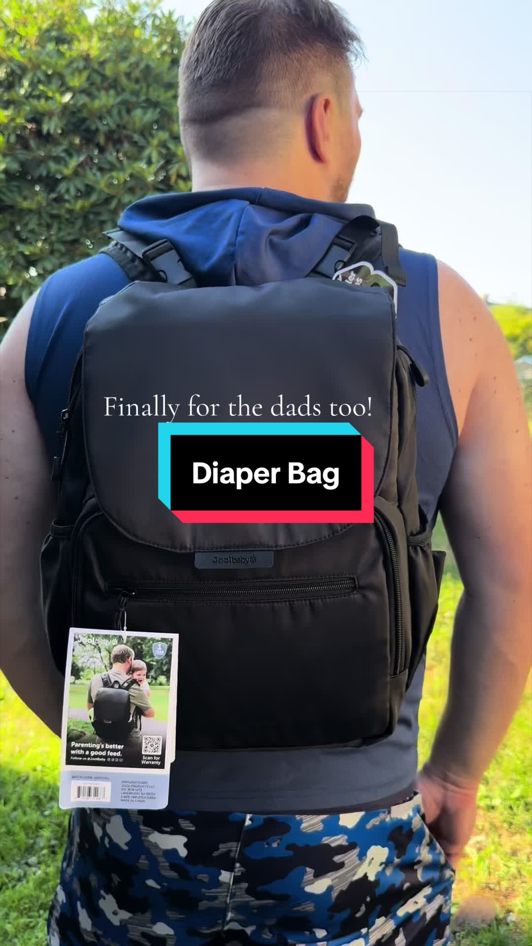 TikTok post by @porcheezy for Jool Baby. Caption reads: @Jool Baby diaper bag for the daddyyyys too! [...].