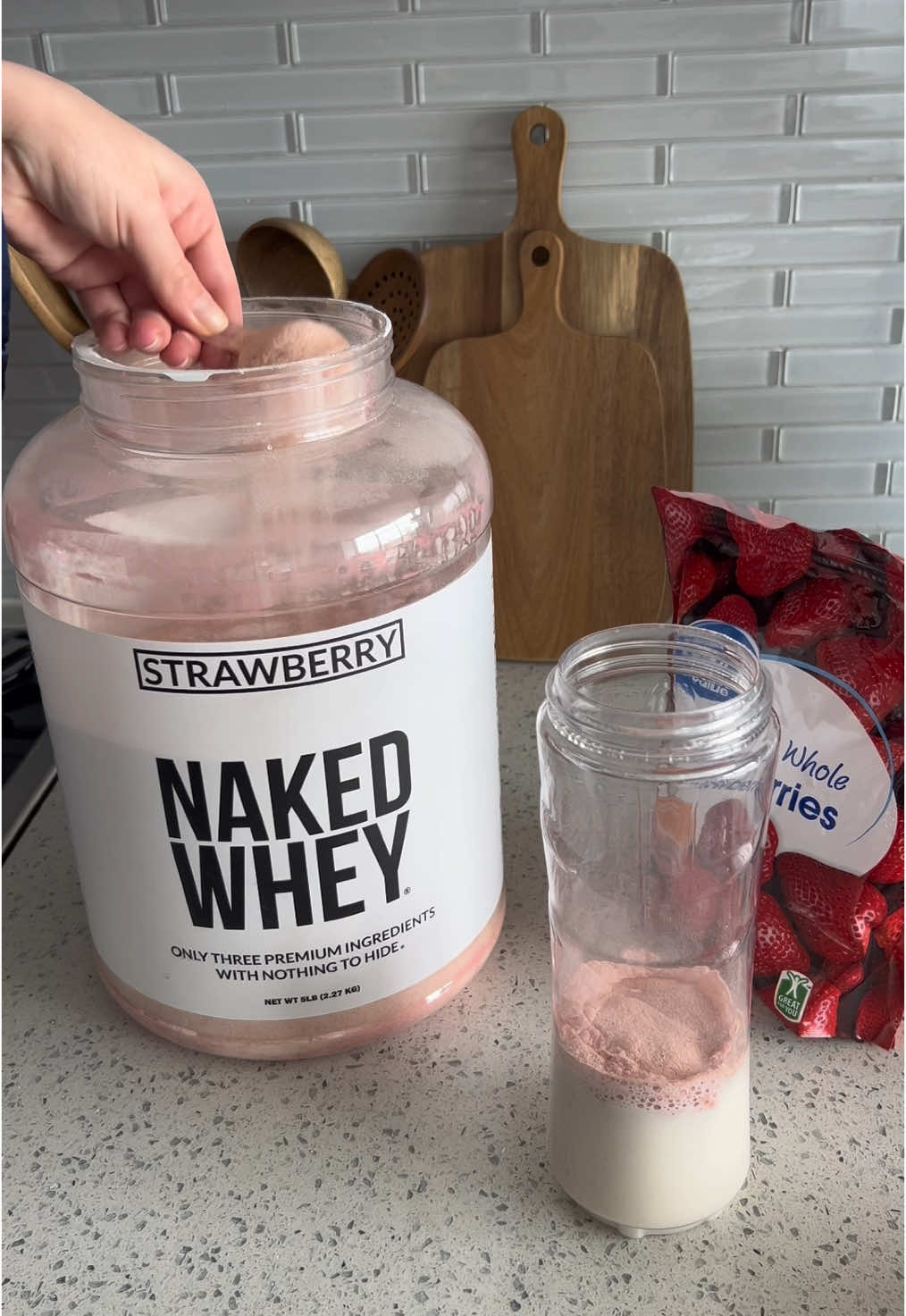 TikTok post by @alena.muux for NAKED nutrition. Caption reads: spring morning with my @Naked Nutrition Store....