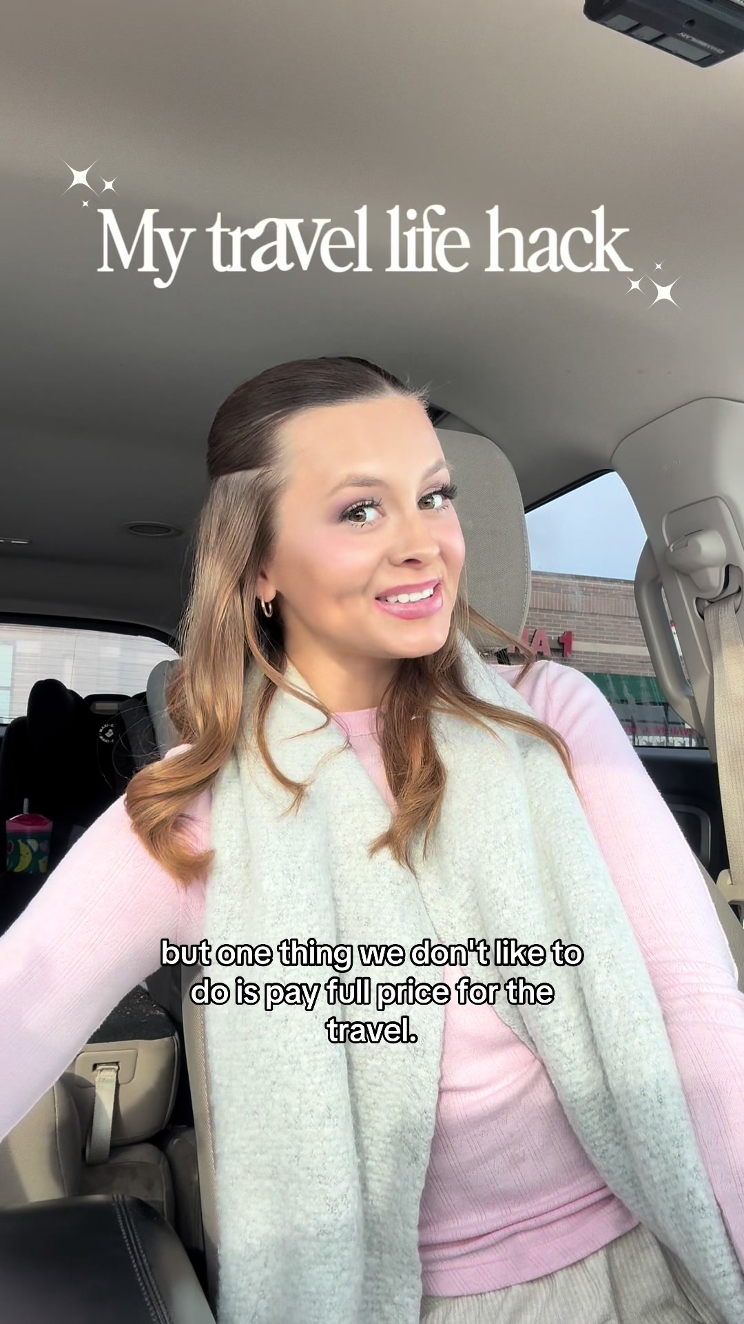 TikTok post by @cameronnicolefinney for KAYAK. Caption reads: My fave travel life hack!! 💕 #kayak #traveling....