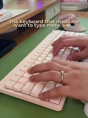 TikTok post by @shem.cozydesk for Lofree. Caption reads: [...] one is definitely a MUST-HAVE! ⌨️🤍 @LOFREE....