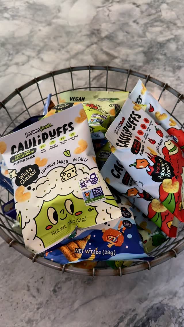 Instagram post by @lets.winendine for CauliPuffs. Caption reads: Have you tried Caulipuffs yet? Non GMO, baked not....