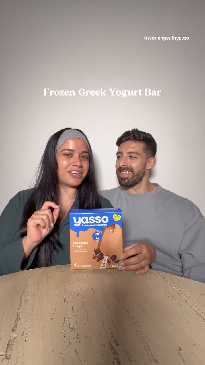 Instagram post by @aniessanavarro for Yasso. Caption reads: Taste test time with Emilio with my go-to frozen....