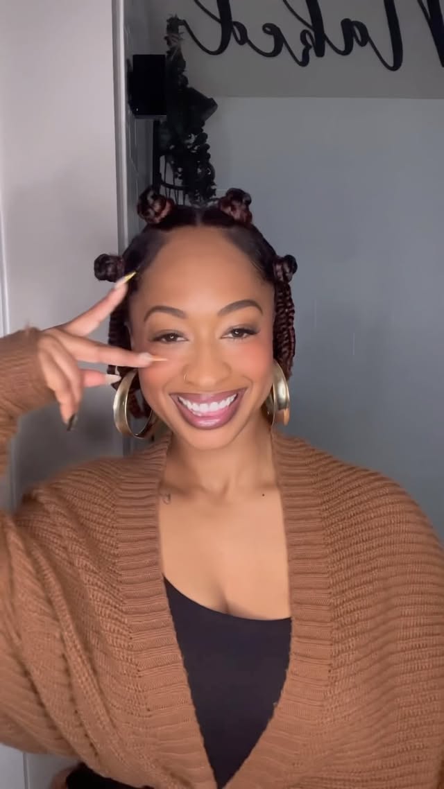 Instagram post by @stackedbyshanfitness for Donna’s Recipe. Caption reads: Tried a new hairstyle that I’ve never done before....