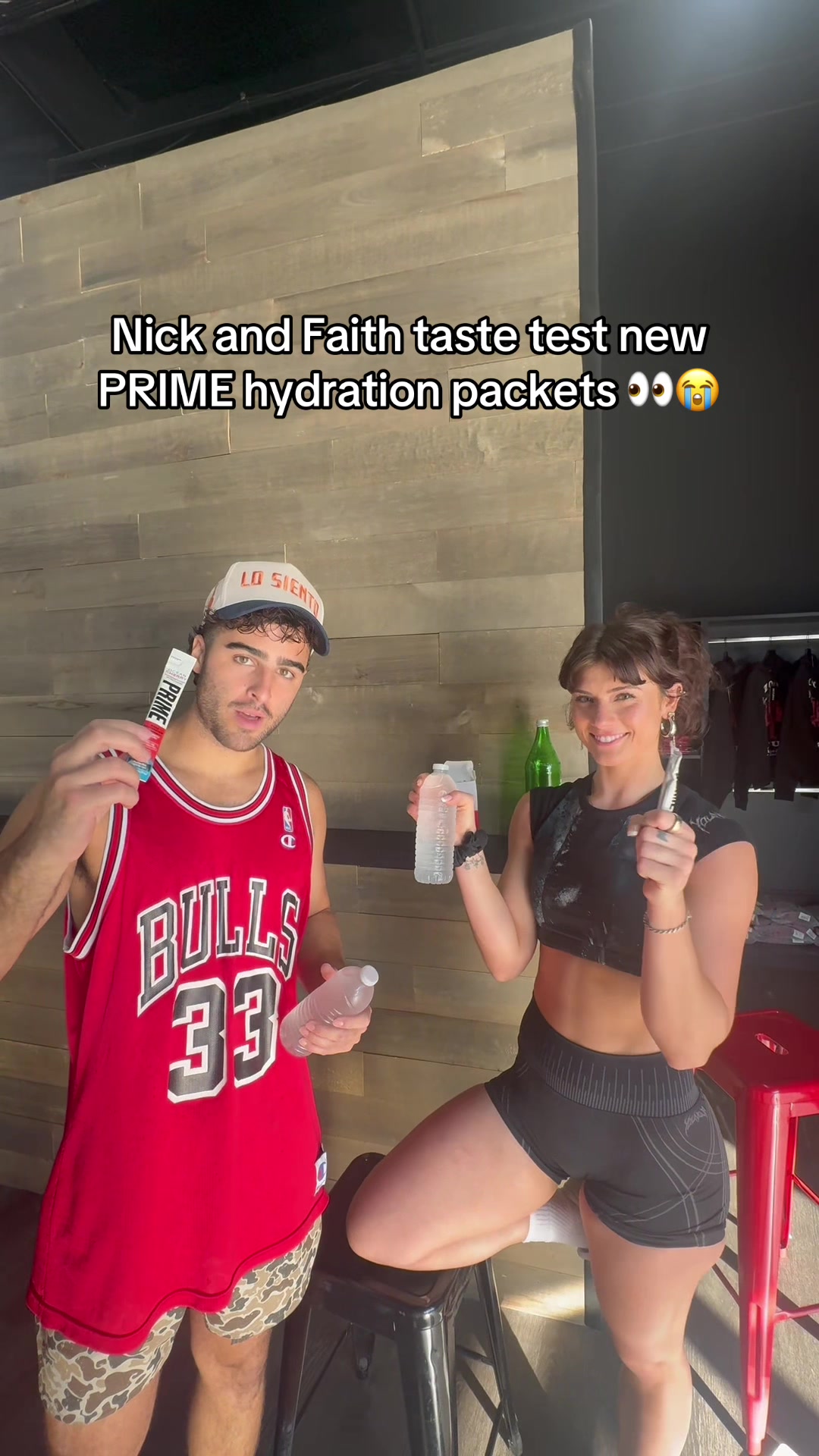 TikTok post by @nicknayersina for DrinkPrime. Caption reads: Trying new @PRIME hydration packets 👀😭 #fyp....