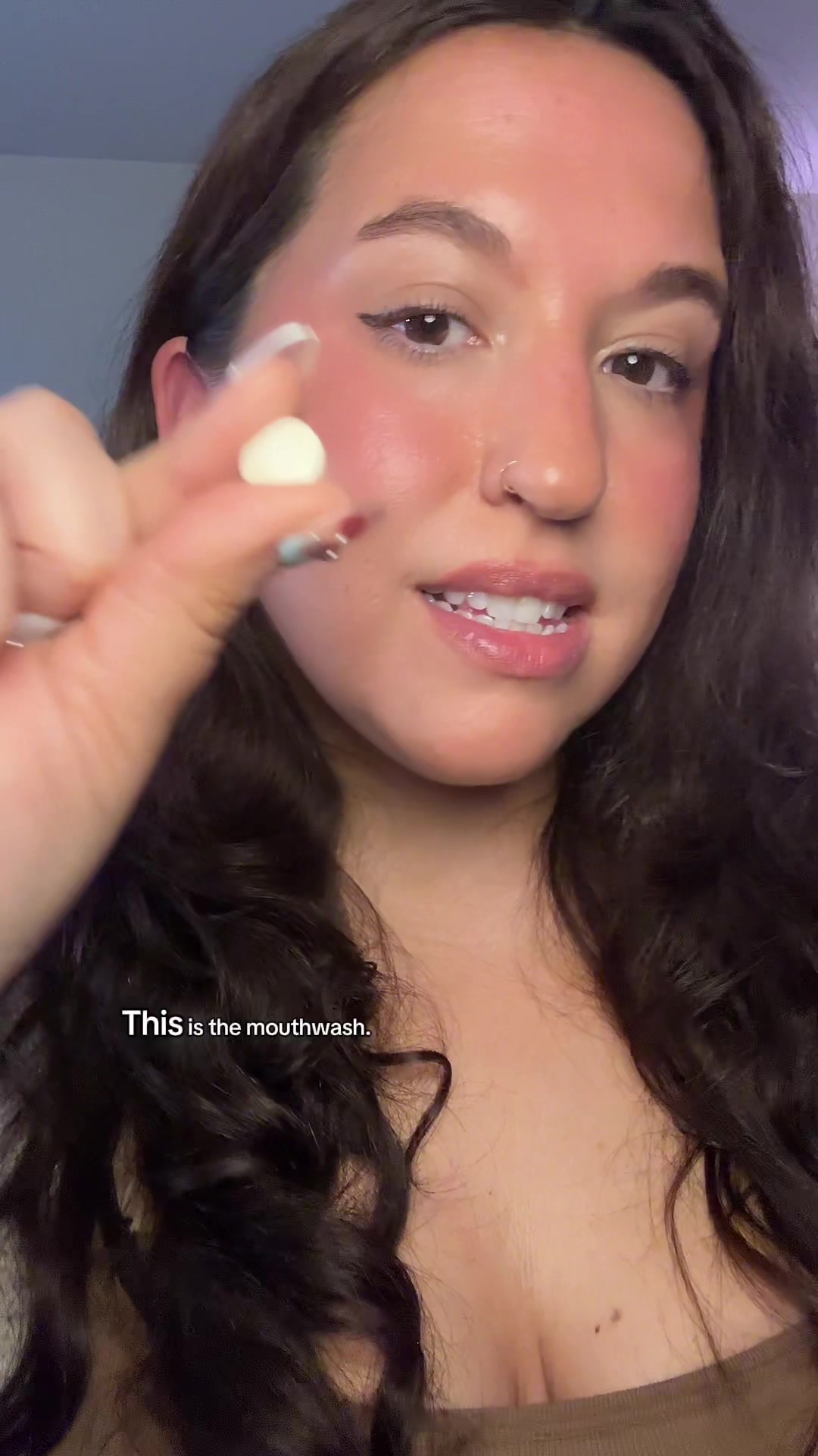 TikTok post by @itsdanalinn for ENML Toothpaste Tabs. Caption reads: [...] that actually support my teeth @ENML....