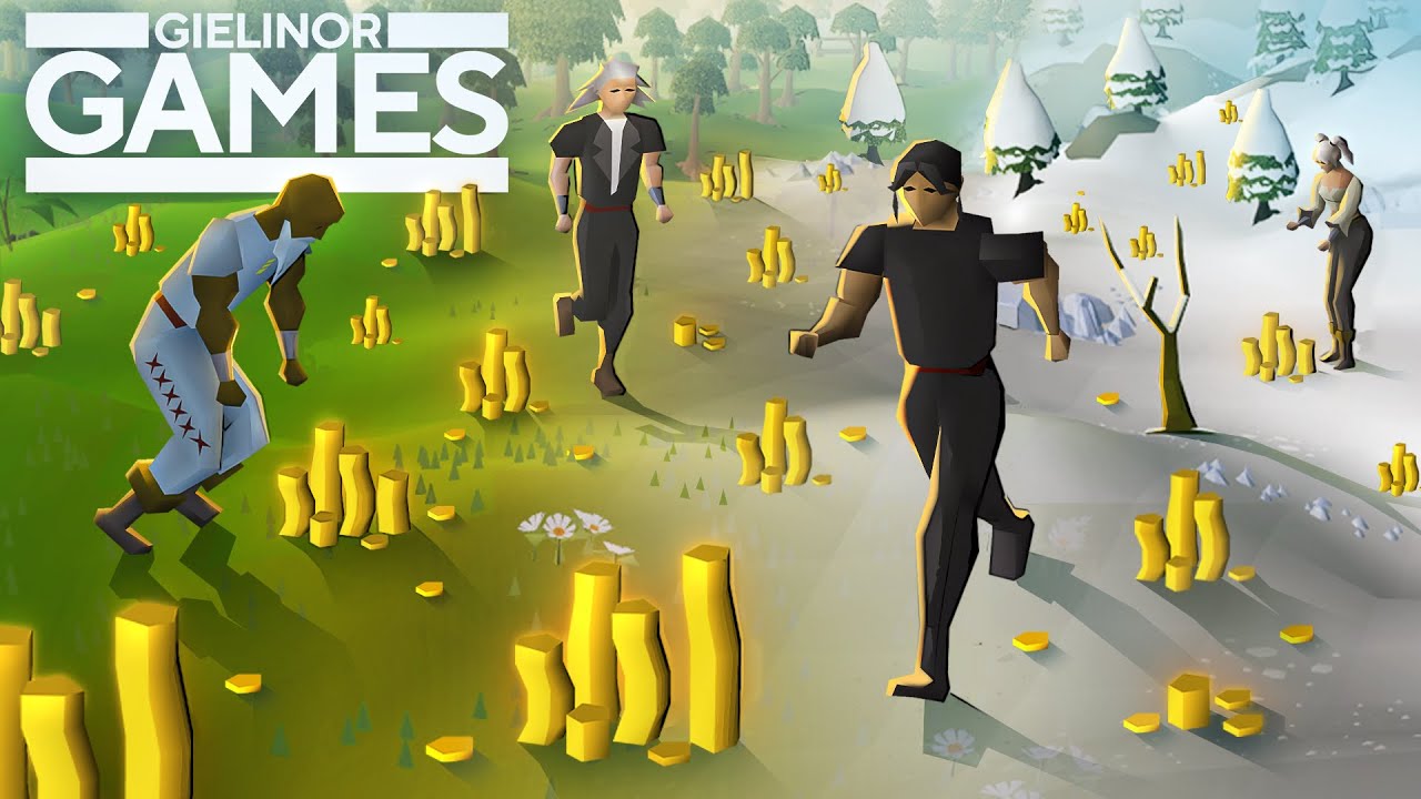 YouTube post by @SoupRS for AG1. Caption reads: FOLLOW THE MONEY - Gielinor Games 5 (#7).