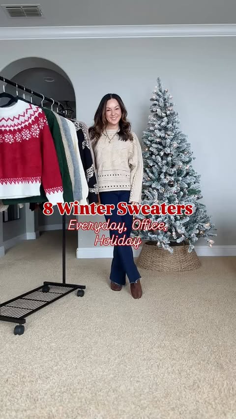 Instagram post by @everyday.holly for Cupshe. Caption reads: HUGE winter sweater haul!  Which one is your....