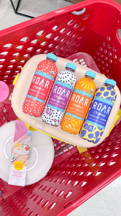 Instagram post by @targettherapy for ROAR Organic. Caption reads: [...] Stay refreshed and replenished with ROAR....
