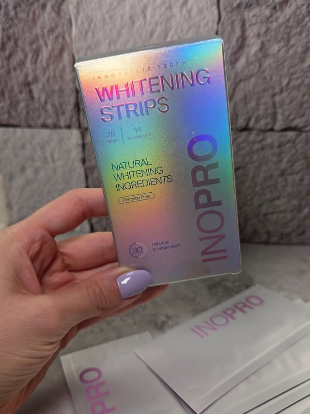 Instagram post by @andrezanmsz for Inopro. Caption reads: These are the INOPRO Whitening Strips. ✨ I’ve used....
