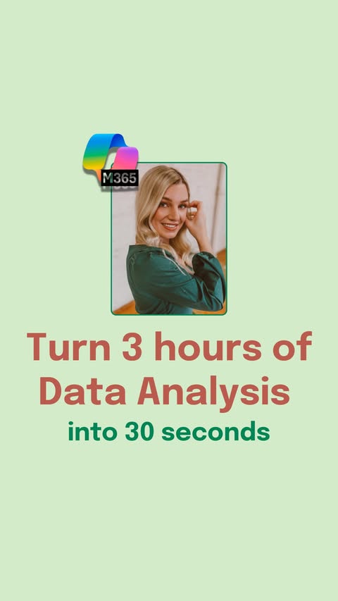 Instagram post by @exceldictionary for Microsoft 365. Caption reads: [...] data analysis into 30 seconds using....
