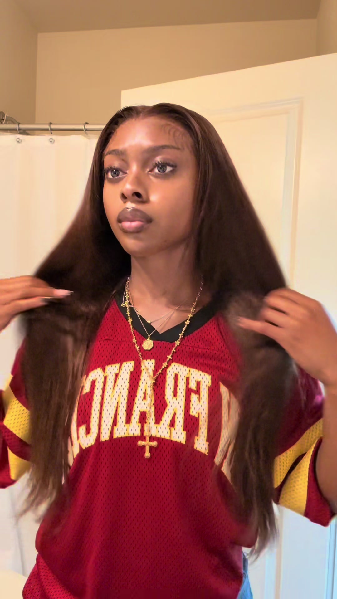 TikTok post by @britfanatic for Megalook. Caption reads: signature fall color!!! from @Megalookhair....