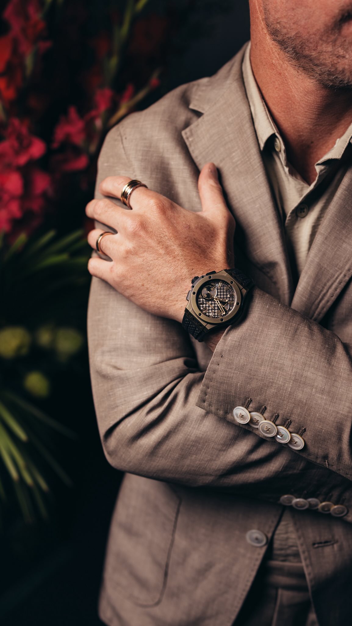 Instagram post by @legrandcharles for Hublot. Caption reads: Polo weekend in Gstaad with @hublot....