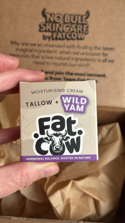 Instagram post by @severinemenem for Fat Cow Skin. Caption reads: Wild Yam Moisturising Cream This is @fatcowskin....