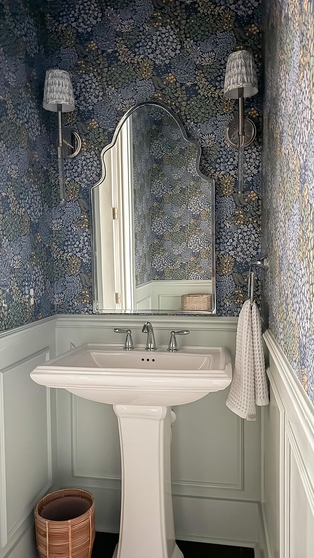 Instagram post by @mycanvashome for Serena & Lily. Caption reads: Have you been following along on this powder room....