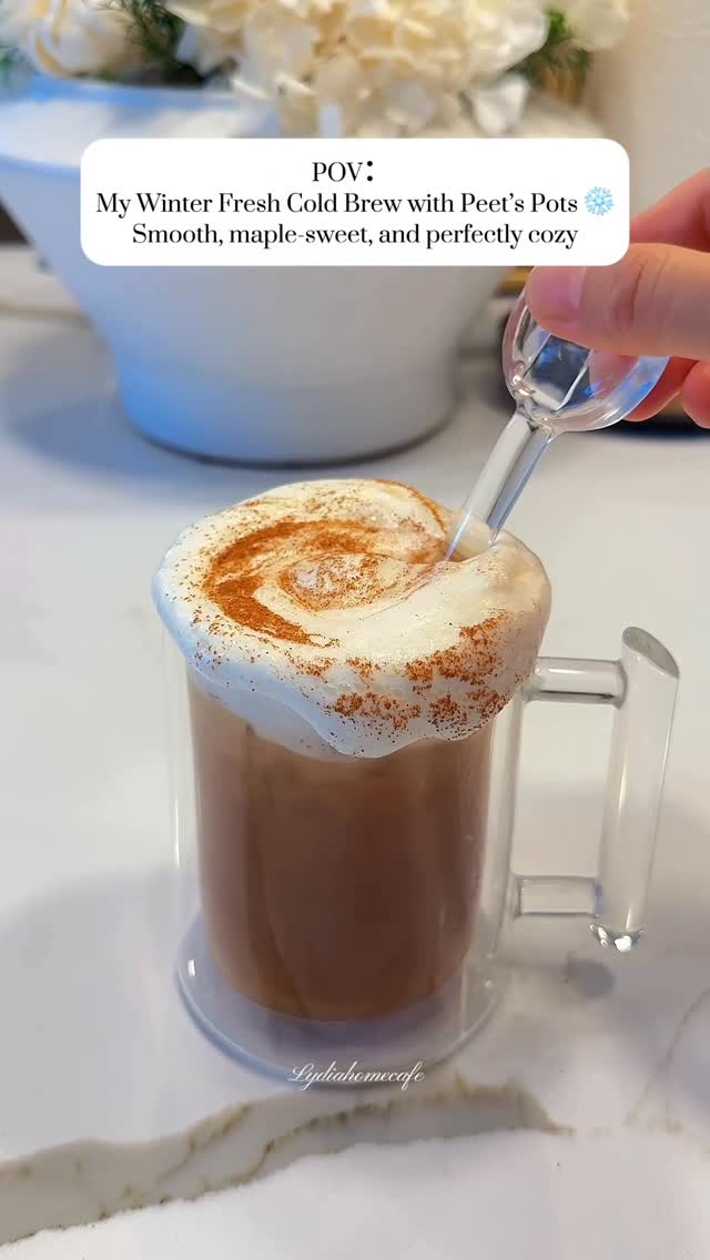 Instagram post by @lydiahomecafe for Albertsons. Caption reads: Smooth, bold, and lightly sweet — with notes of....