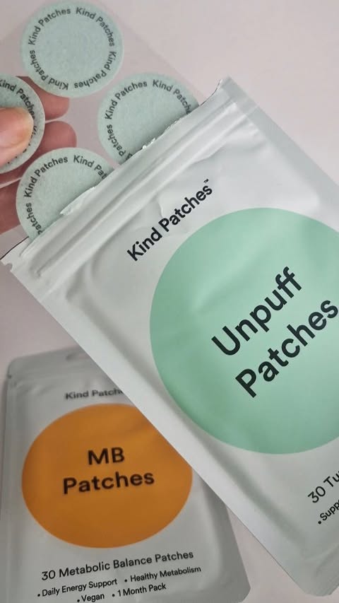 Instagram post by @kerrymay.does.beauty for Kind Patches. Caption reads: [...] debloat routine with @kind.patches Kind....