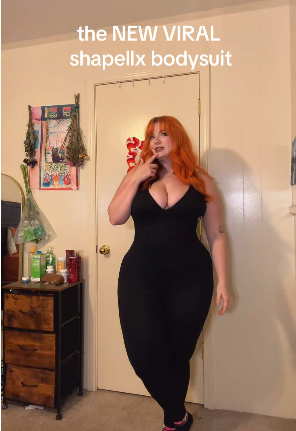TikTok post by @.tayisonline for Shapellx. Caption reads: it’s so comfy too😫 #shapellx #bodysuit....