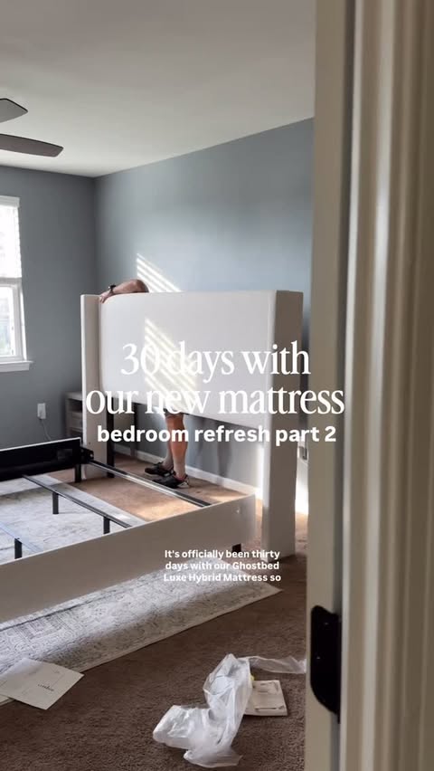 Instagram post by @mrsmeganjane for GhostBed. Caption reads: [...] better than I have in YEARS thanks to....