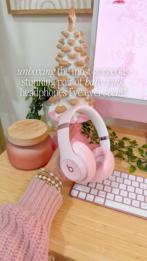 Instagram post by @juliakcrist for Beats by Dre. Caption reads: the cutest pink beats headphones: beats studio....