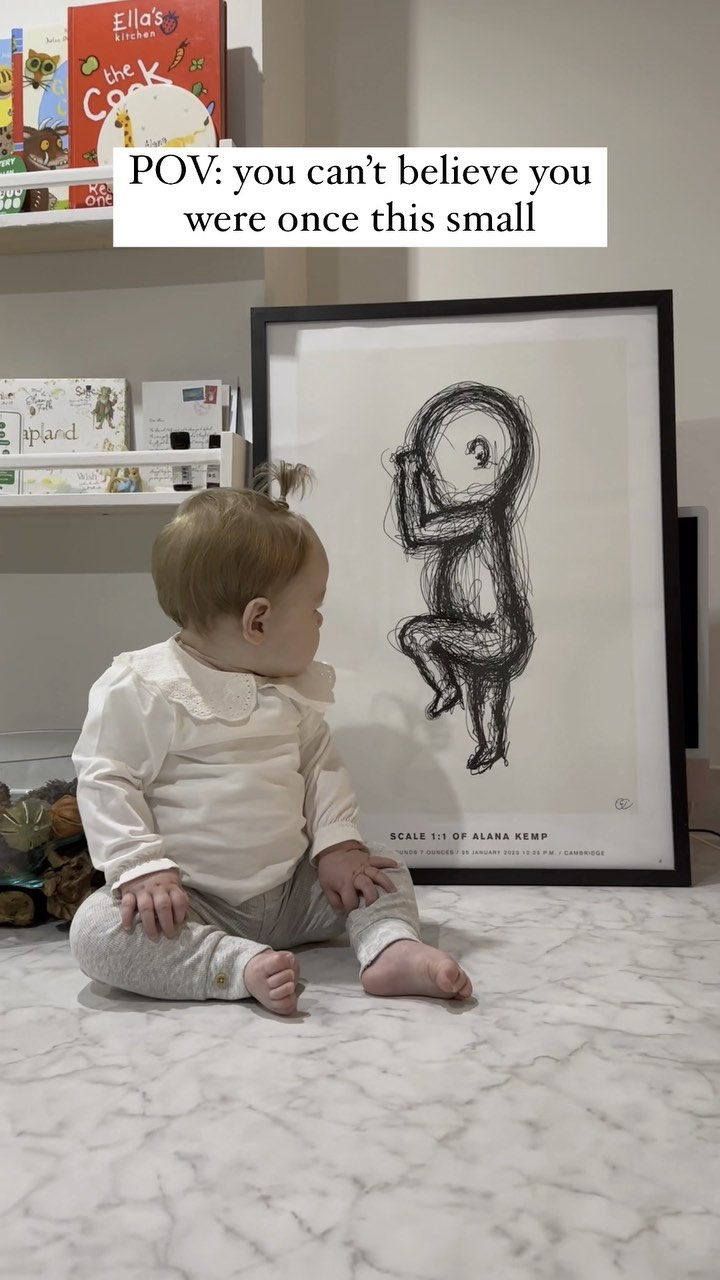 Instagram post by @mulberryreachhome for The Birth Poster. Caption reads: She hasn’t stopped staring at it 😂🥺 

In....