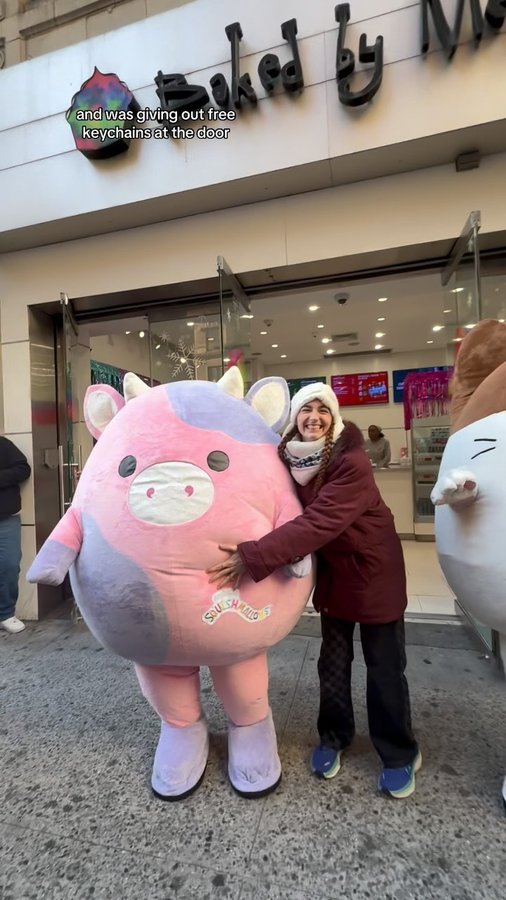 Instagram post by @danisquishie for Baked by Melissa. Caption reads: Partnership with Squishmallows and Baked by....