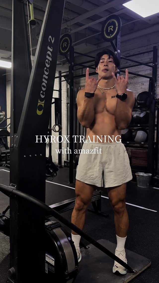Instagram post by @shota__yamaguchi__ for Amazfit. Caption reads: HYROX TRAINING with @amazfitjp 

Training details....