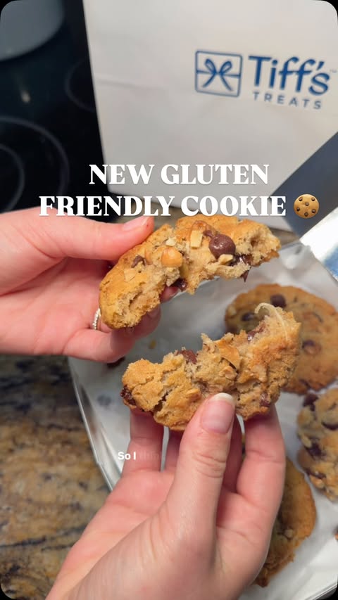 Instagram post by @kristeats for Tiff's Treats. Caption reads: MY NEW FAVE COOKIE at @tiffstreats came fresh and....