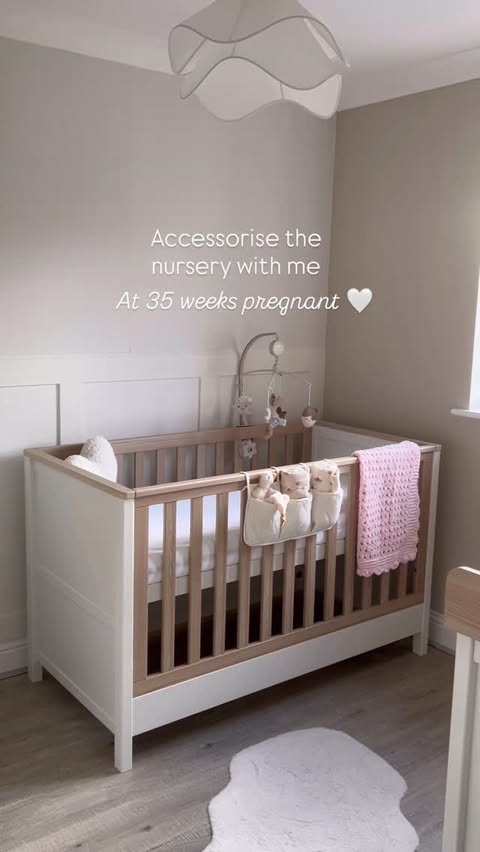Instagram post by @__athomewithalex for Mabel & Fox. Caption reads: Adding the finishing touches to baby girls nursery....