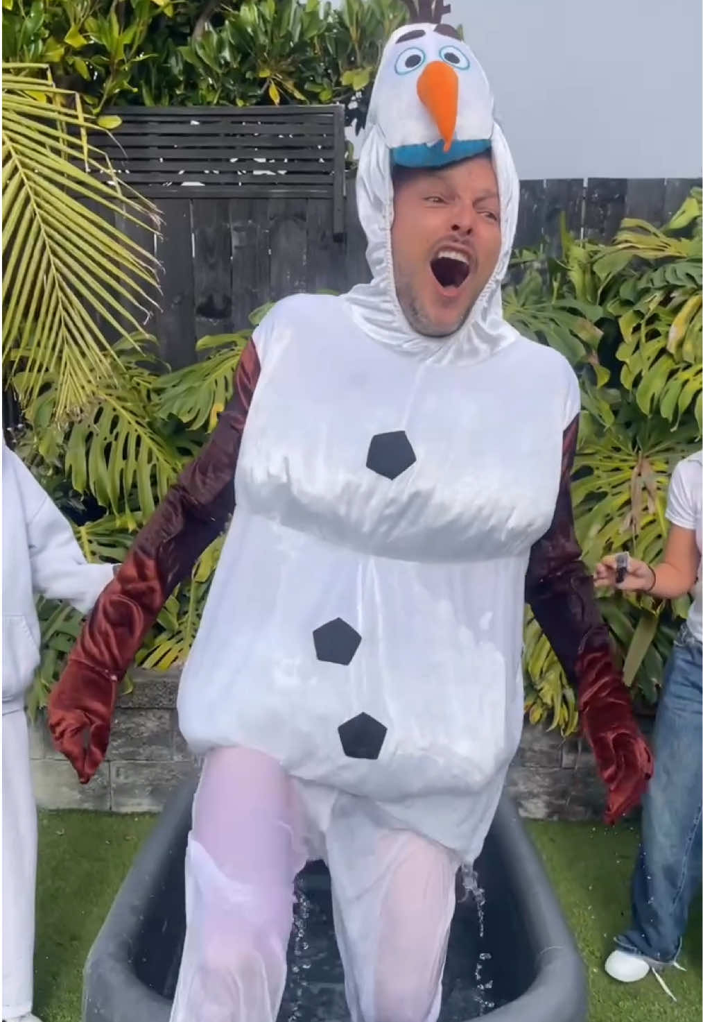 TikTok post by @ben_boyce_ for Disney On Ice. Caption reads: ❄️ GIVEAWAY!! ❄️ I dressed as Olaf and jumped into....