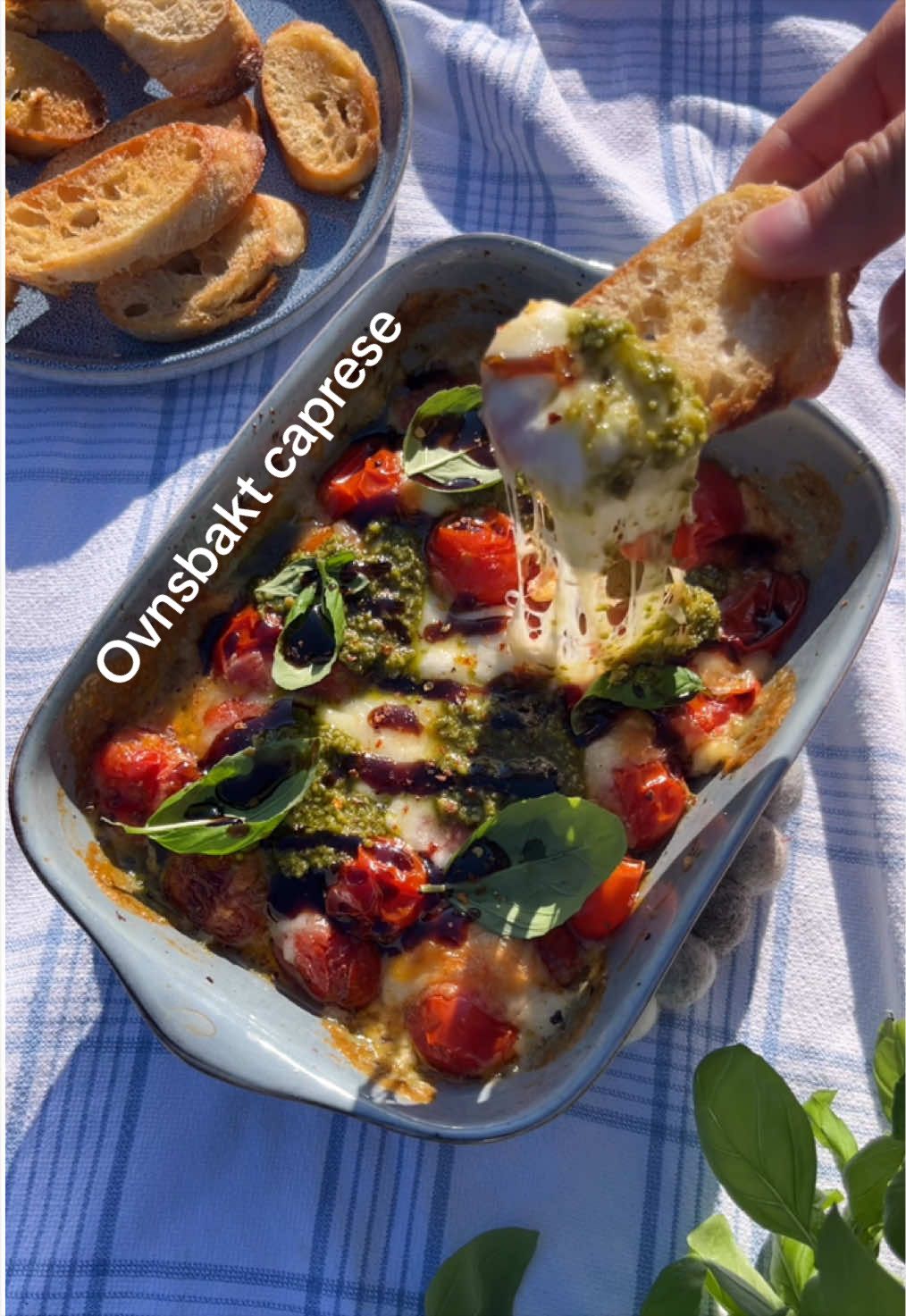 TikTok post by @augustogmartin for REMA 1000. Caption reads: reklame @REMA1000 - Ovnsbakt caprese En enkel....