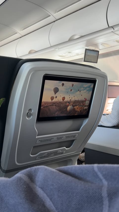 Instagram post by @kriskrechina for Turkish Airlines. Caption reads: POV: My Business Class journey with....