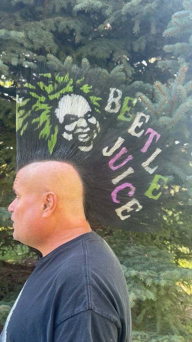 Instagram post by @mohawkamaniabob for Beetlejuice. Caption reads: #horror #halloween #horrormovies #art #horrorfan....