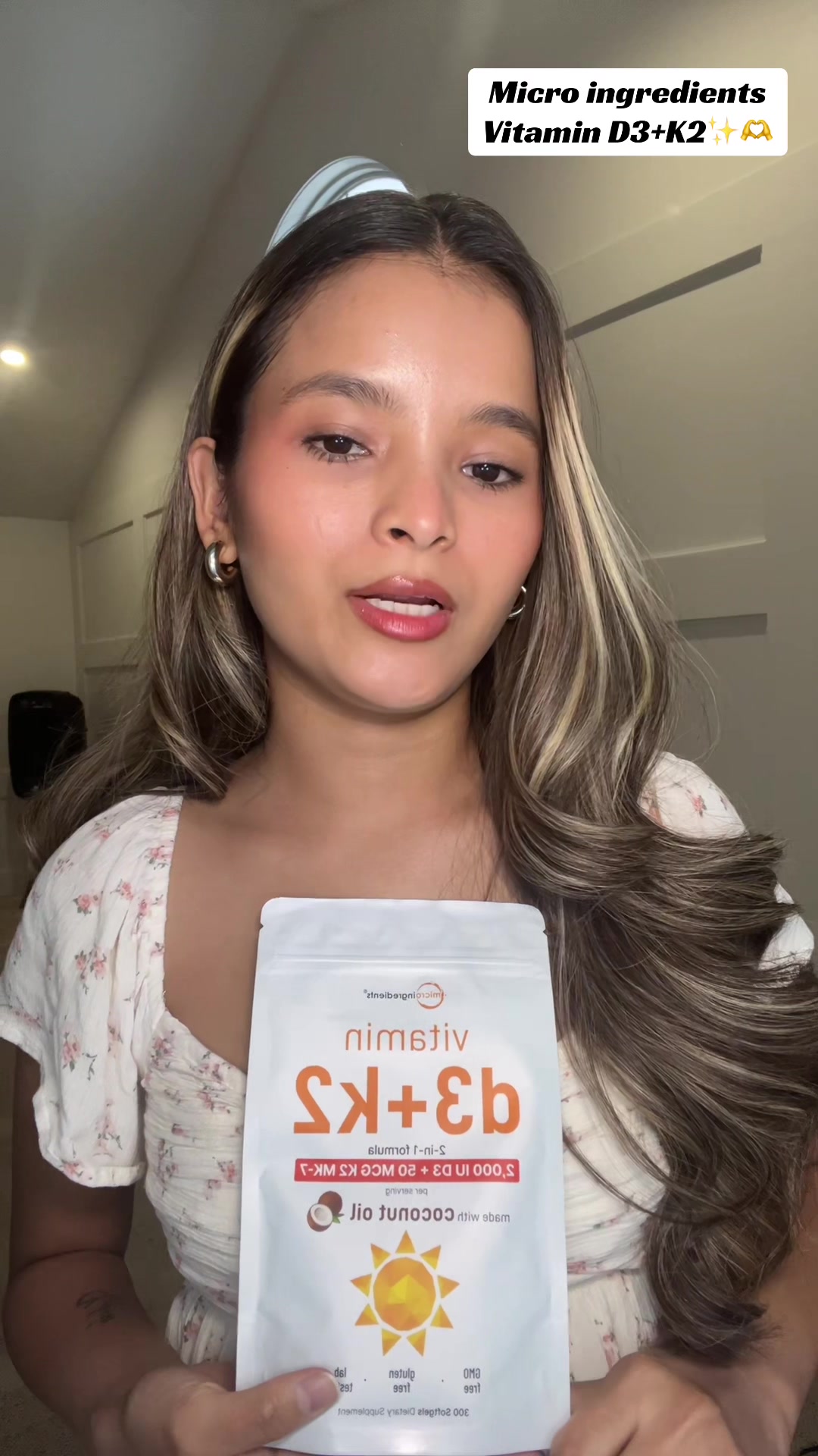 TikTok post by @mallikachhetri19 for Micro Ingredients. Caption reads: loving my Micro Ingredients Vitamin D3 + K2 for....