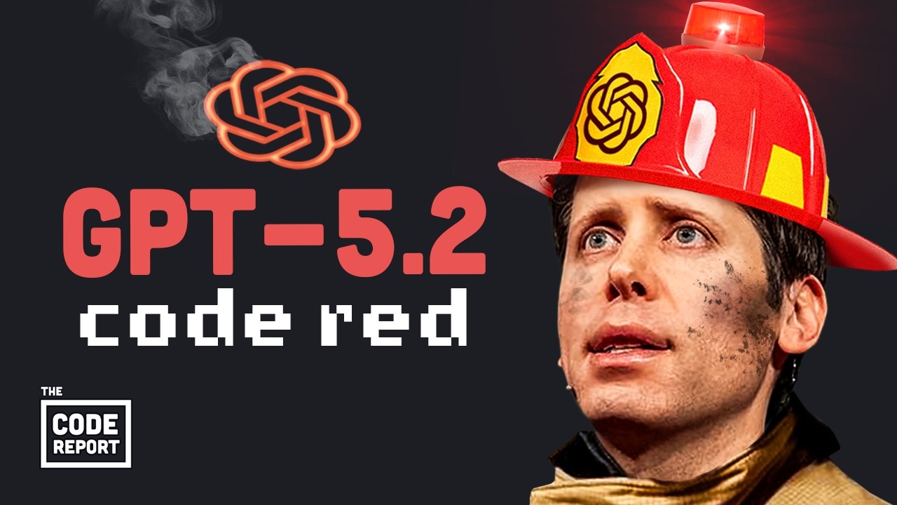 YouTube post by @Fireship for OpenAI. Caption reads: OpenAI was dead… Then GPT-5.2 dropped.