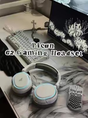 TikTok post by @kiryurina for Picun. Caption reads: New headset unlocked 🎧🎮 PICUN G2 Gaming Headset....