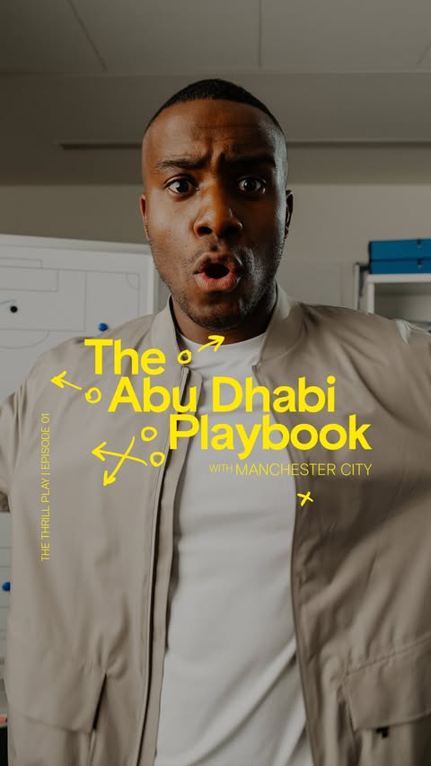 Instagram post by @luketroytrotman for Visit Abudhabi. Caption reads: Where speed meets @mancity strategy 🏎️ 
From....