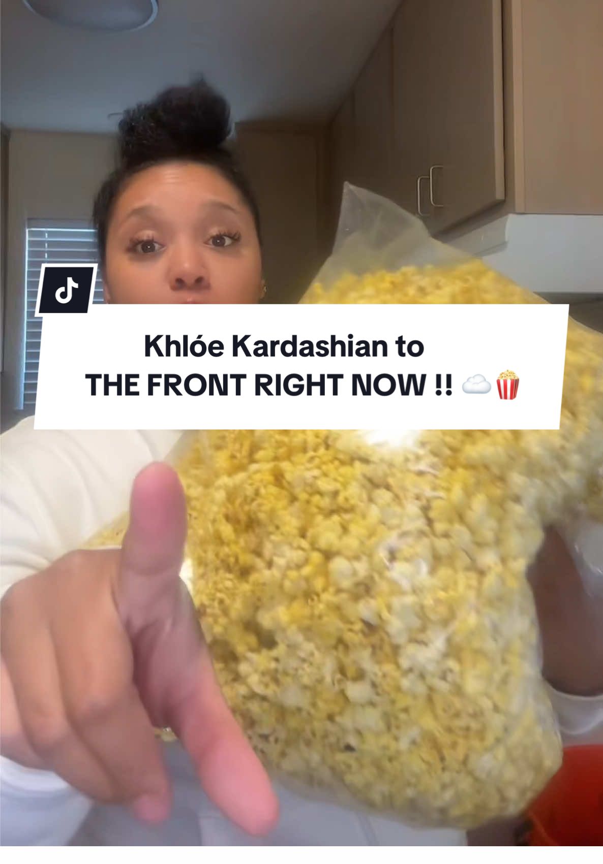 TikTok post by @__quinones__ for KhloudFoods. Caption reads: [...] popcorn would taste this good !!....