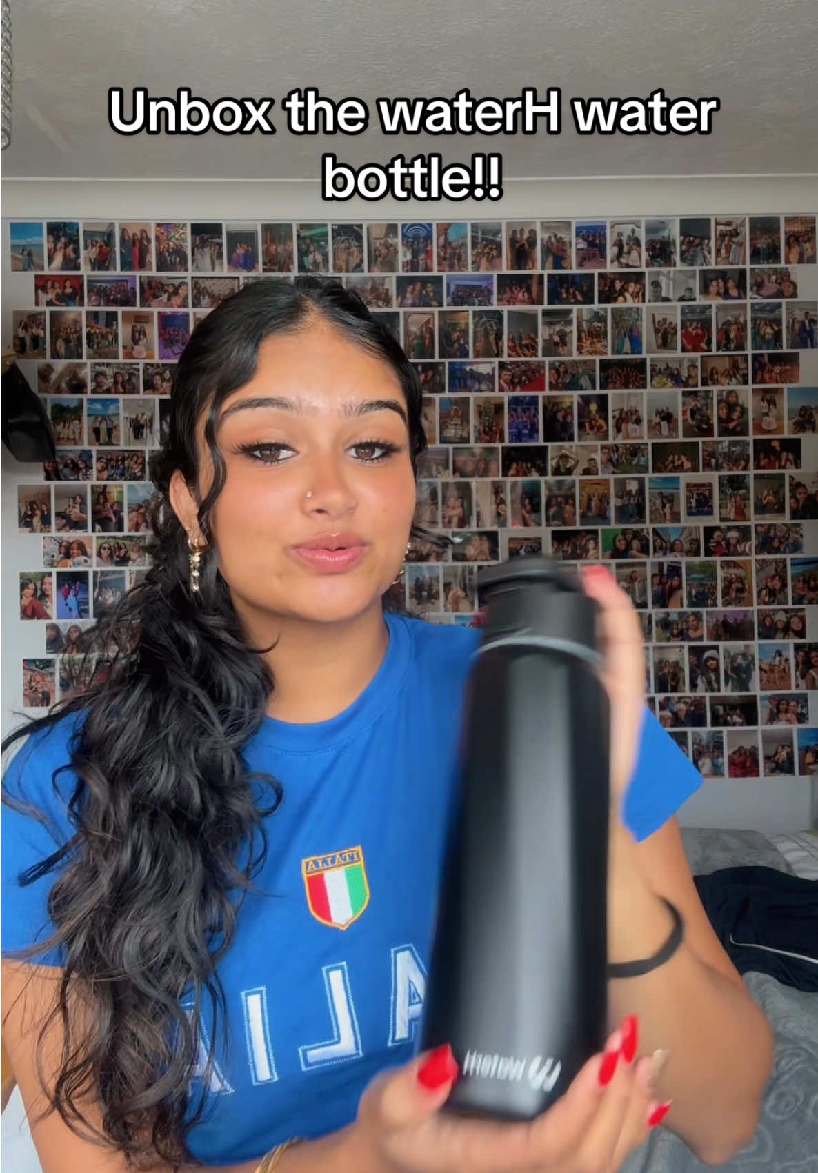 TikTok post by @hannahkurianxo for Water H Costa Rica. Caption reads: Unbox the WaterH water bottle with me!! 💧💧....