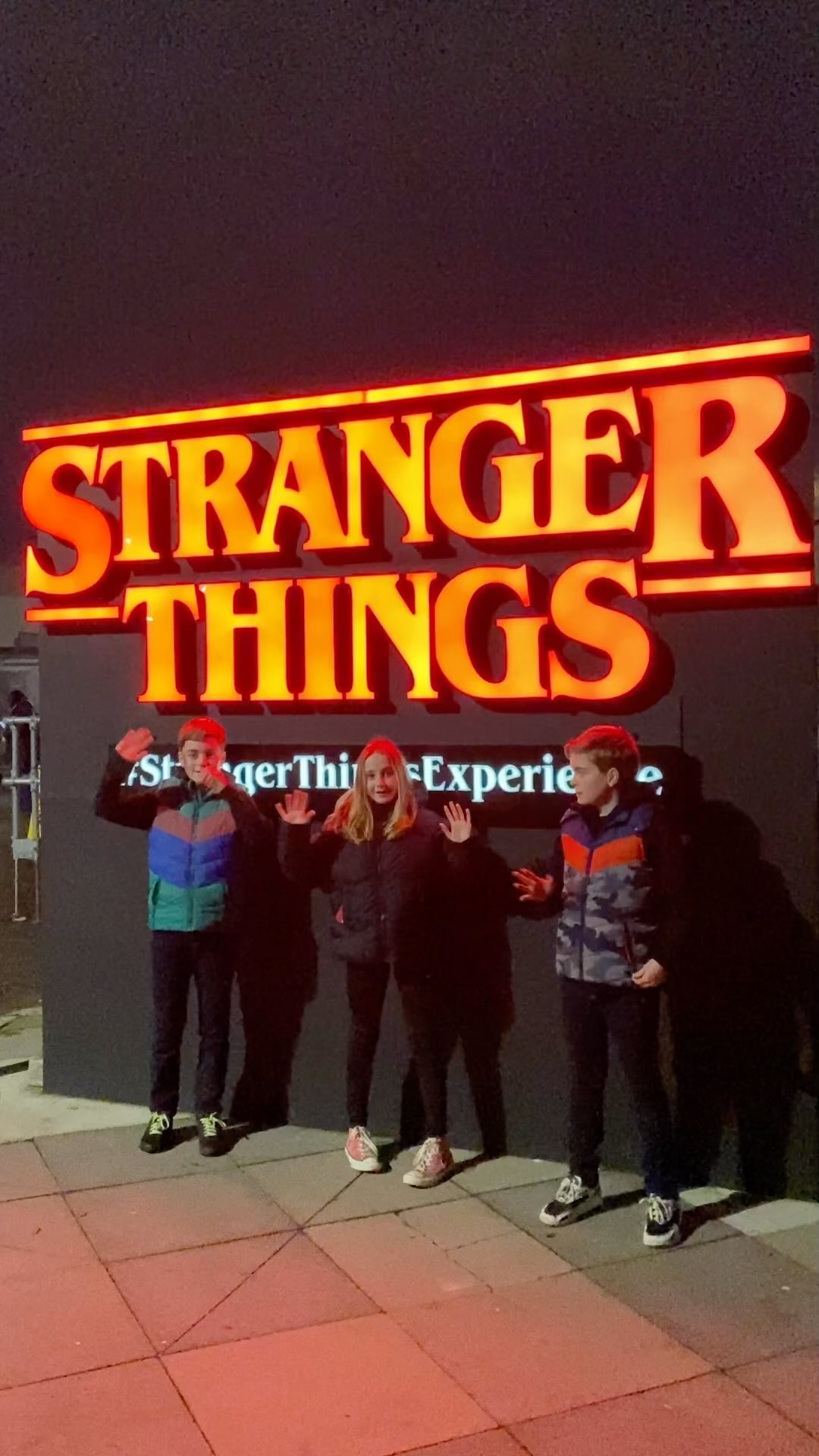 Instagram post by @barkertriplets for Stranger Things Experience. Caption reads: We visited the Stranger Things Experience in....