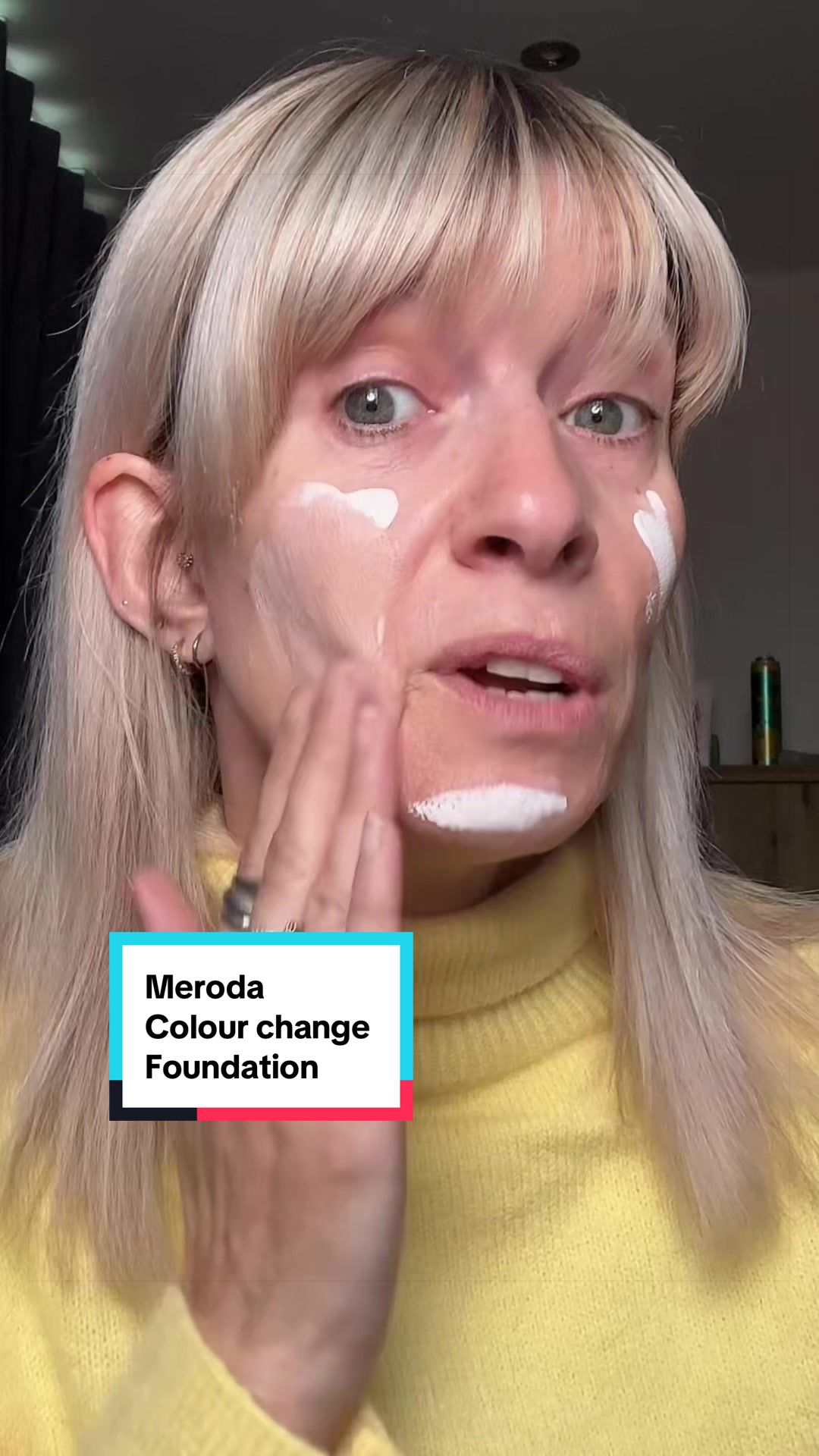 TikTok post by @jjmather for Meroda Cosmetics. Caption reads: [...] #meroda #dewymakeup @Meroda Cosmetics.
